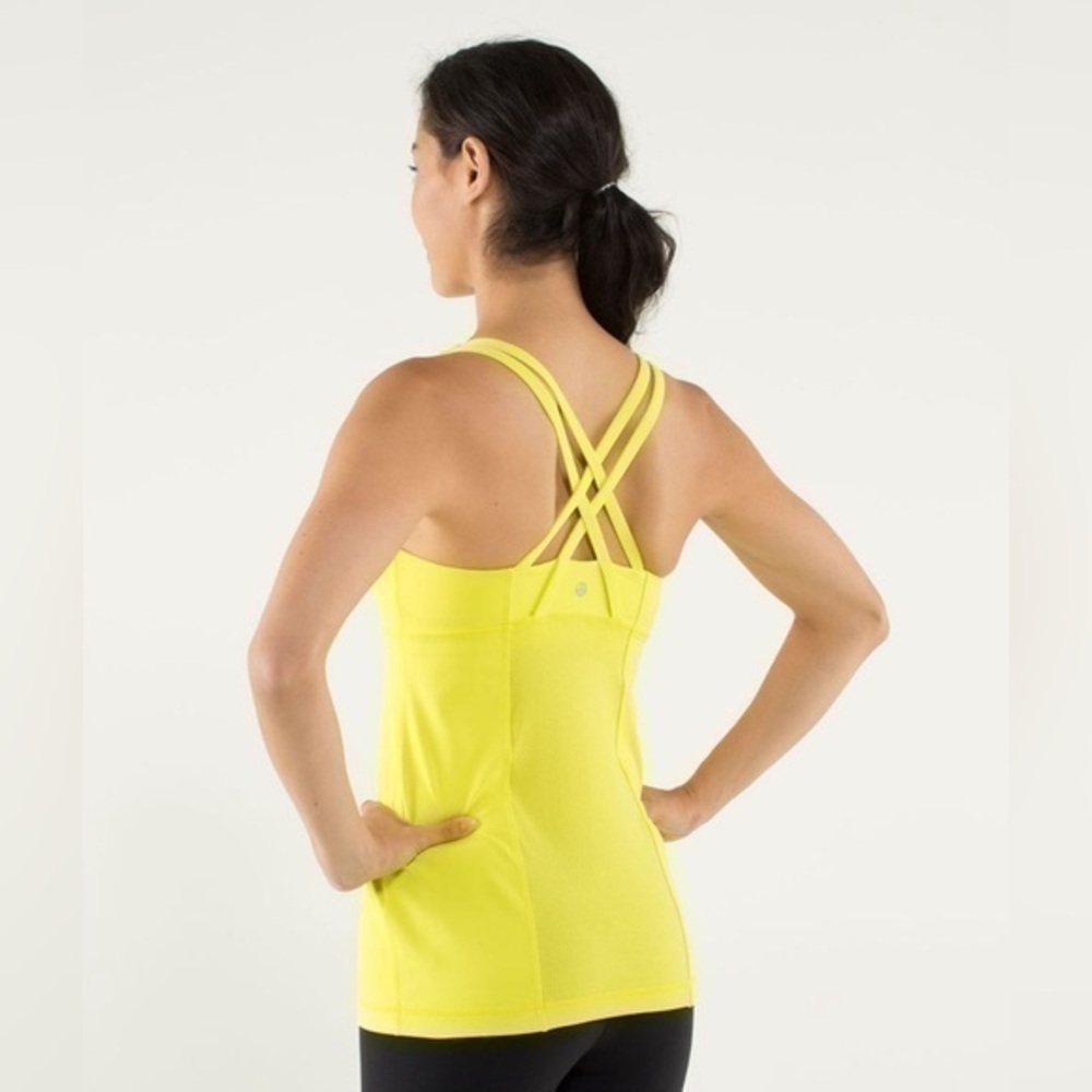 Lululemon Energy Tank - Split Pea Neon Yellow / Lime With Pads
